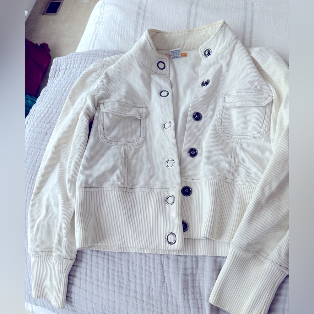 Cream corduroy bomber jacket